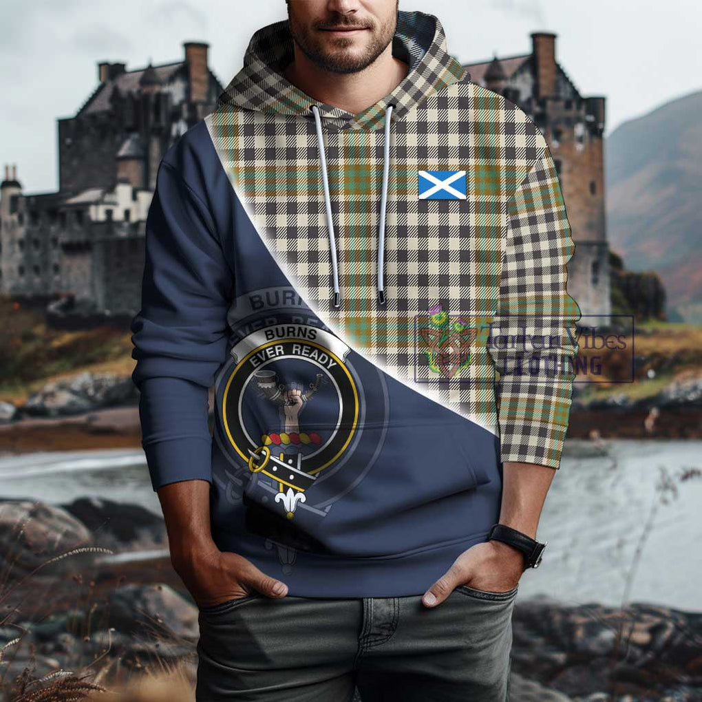 Burns Check Tartan Hoodie with Personalised National Flag and Family Crest Half Style - Tartanvibesclothing Shop