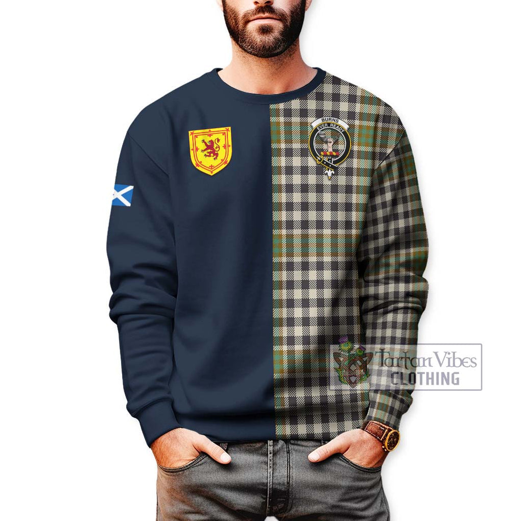 Tartan Vibes Clothing Burns Check Tartan Sweatshirt with Scottish Lion Royal Arm Half Style