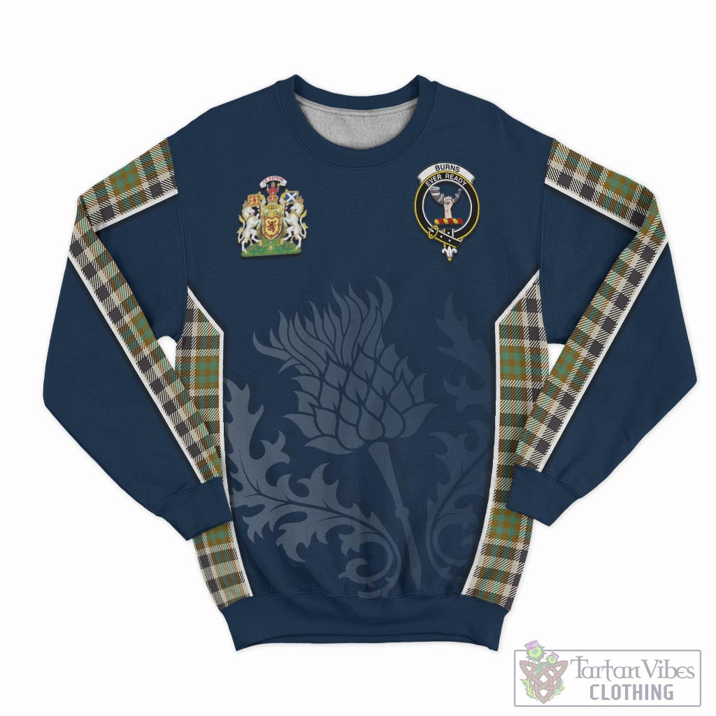 Tartan Vibes Clothing Burns Check Tartan Sweatshirt with Family Crest and Scottish Thistle Vibes Sport Style