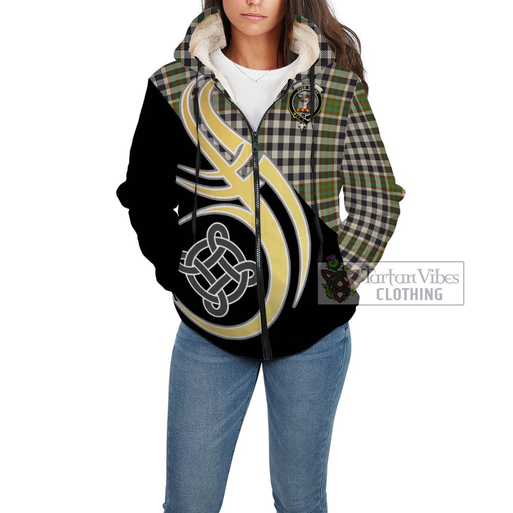 Burns Check Tartan Sherpa Hoodie with Family Crest and Celtic Symbol Style Unisex - Tartan Vibes Clothing