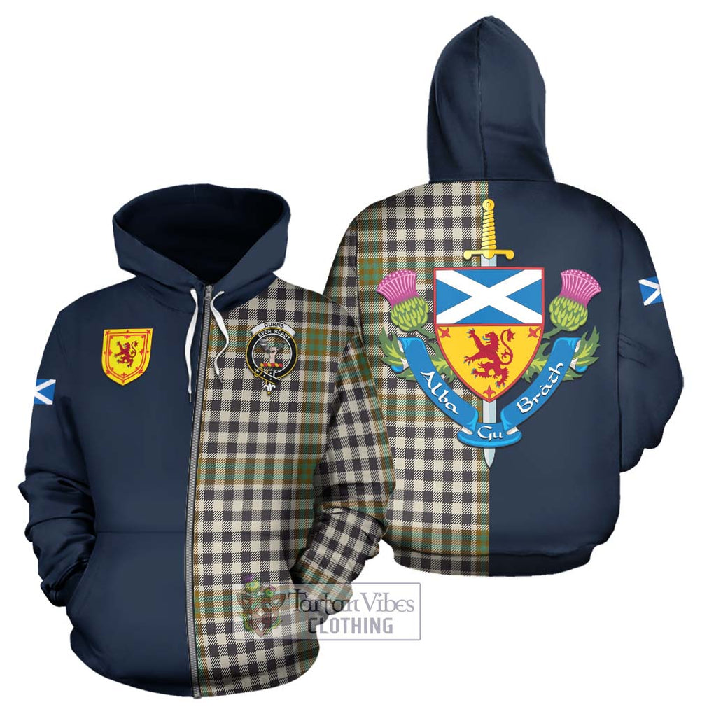 Tartan Vibes Clothing Burns Check Tartan Hoodie with Scottish Lion Royal Arm Half Style