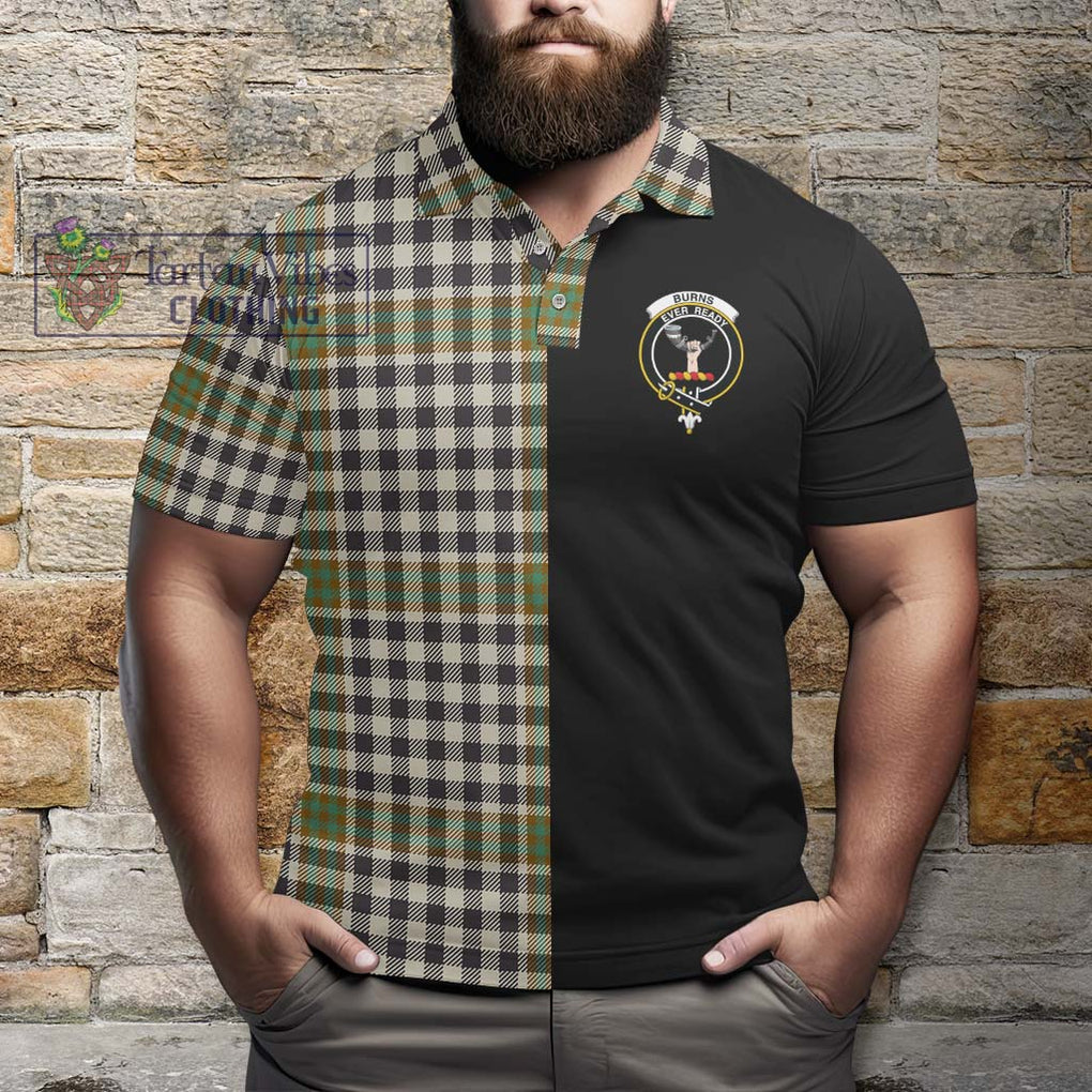 Burns Check Tartan Polo Shirt with Family Crest and Half Of Me Style - Tartanvibesclothing Shop