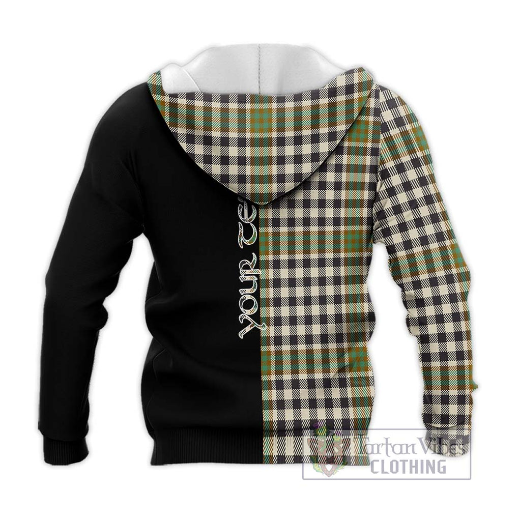 Burns Check Tartan Knitted Hoodie with Family Crest and Half Of Me Style - Tartanvibesclothing Shop