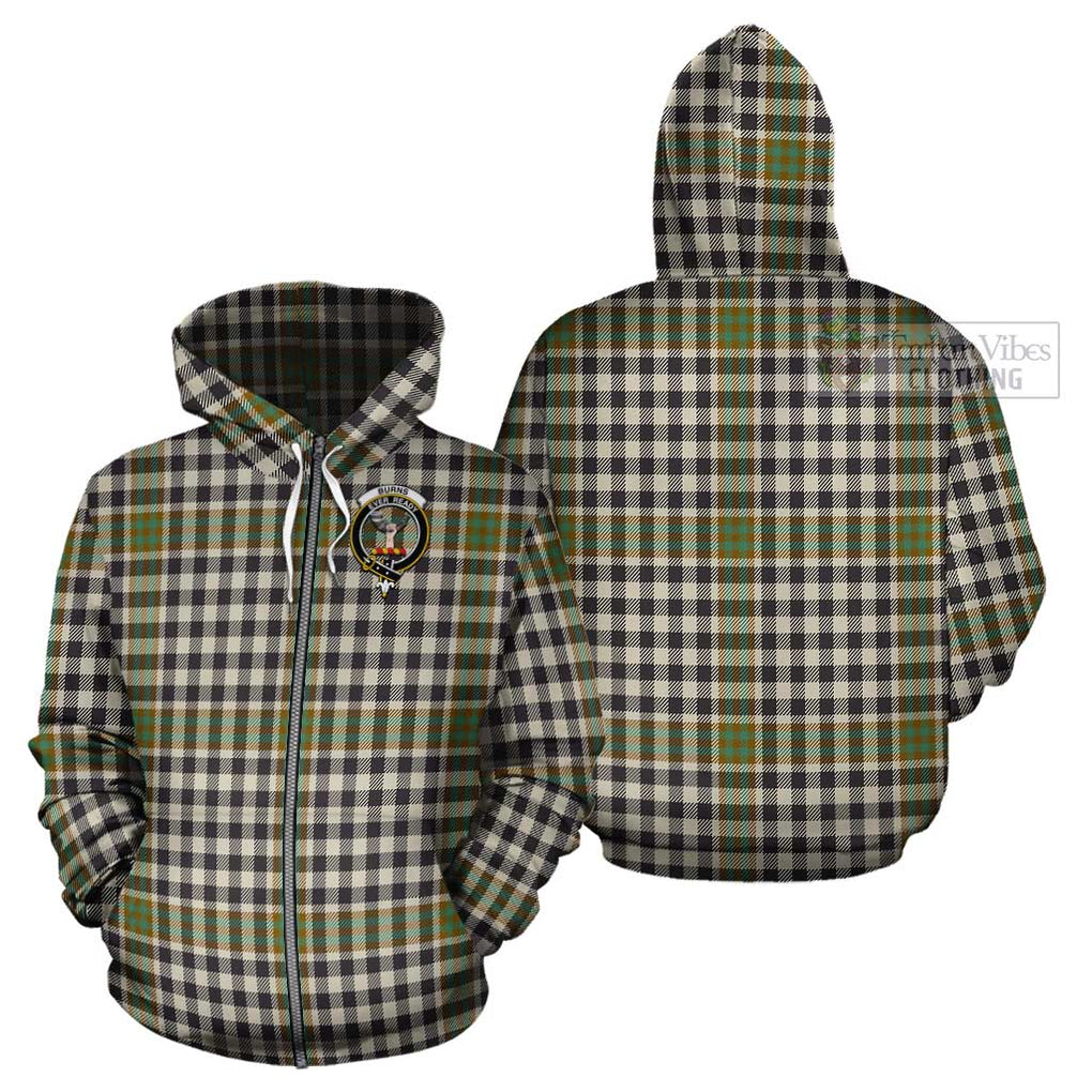 Burns Check Tartan Cotton Hoodie with Family Crest Zip Hoodie - Tartan Vibes Clothing