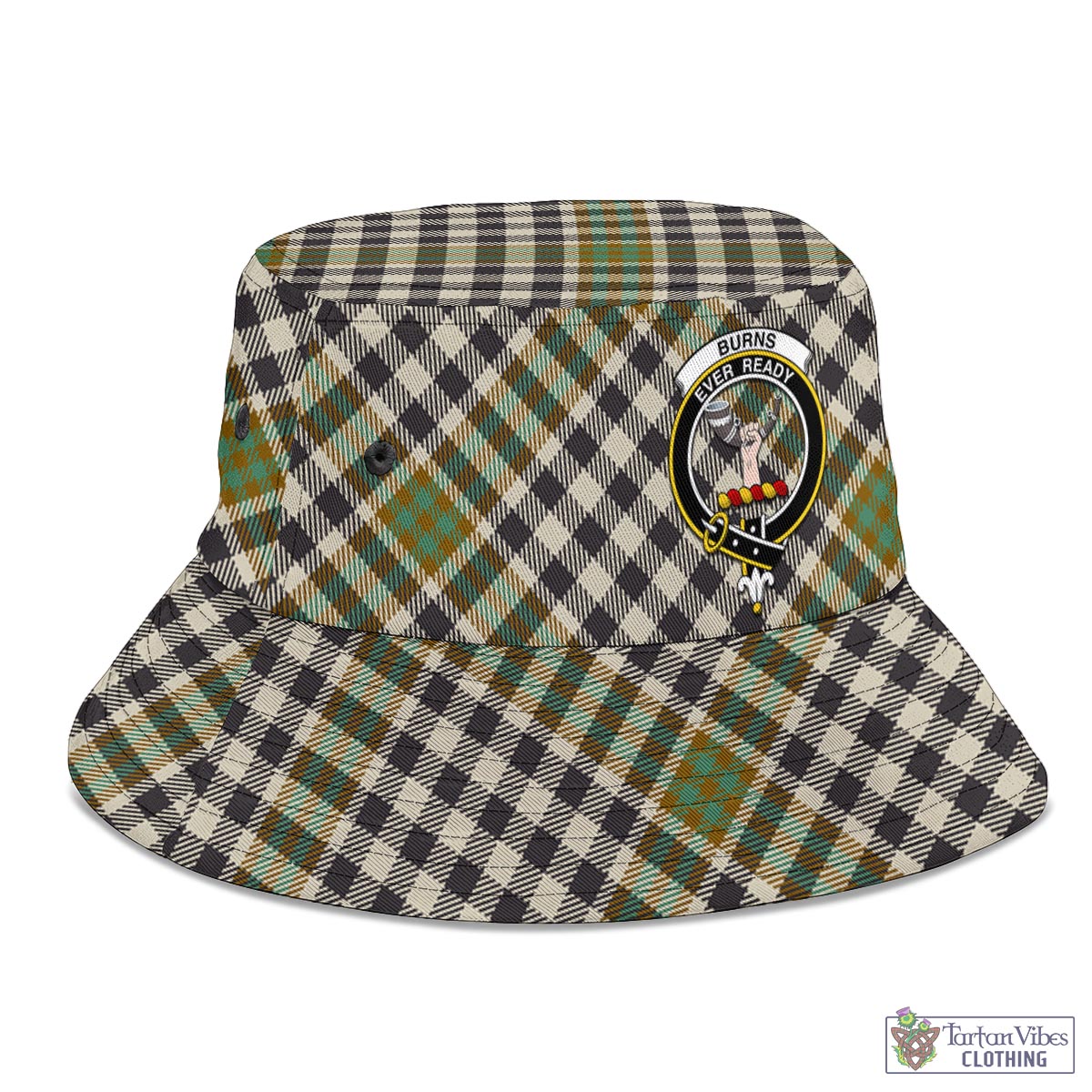 Tartan Vibes Clothing Burns Check Tartan Bucket Hat with Family Crest