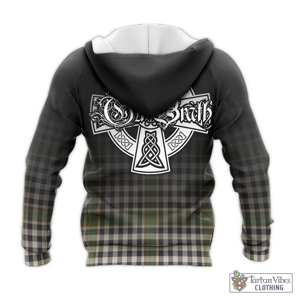 Tartan Vibes Clothing Burns Check Tartan Knitted Hoodie Featuring Alba Gu Brath Family Crest Celtic Inspired