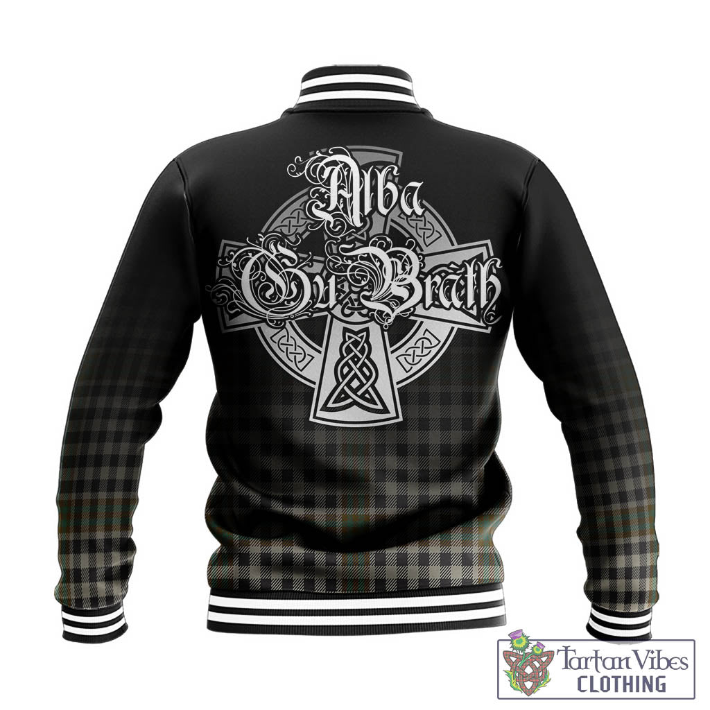 Tartan Vibes Clothing Burns Check Tartan Baseball Jacket Featuring Alba Gu Brath Family Crest Celtic Inspired