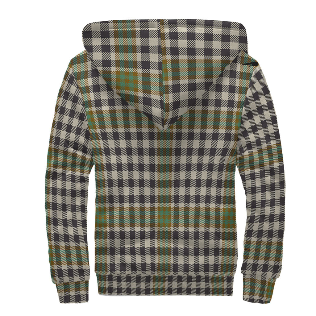 Burns Check Tartan Sherpa Hoodie with Family Crest