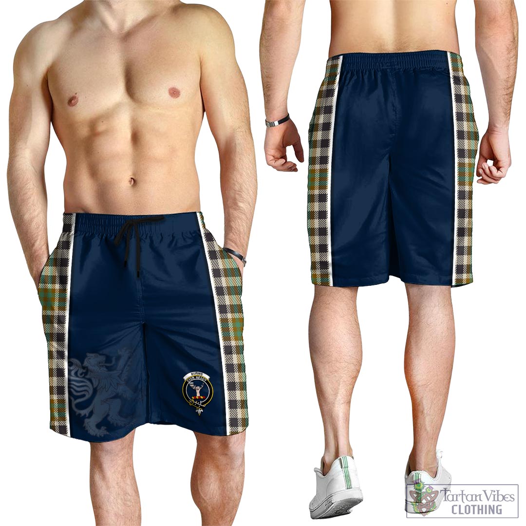 Tartan Vibes Clothing Burns Check Tartan Men's Shorts with Family Crest and Lion Rampant Vibes Sport Style