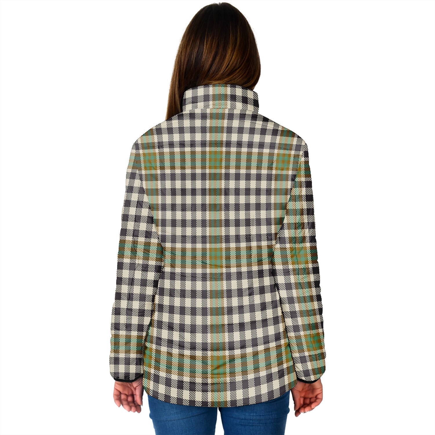 Burns Check Tartan Padded Jacket with Family Crest - Tartan Vibes Clothing