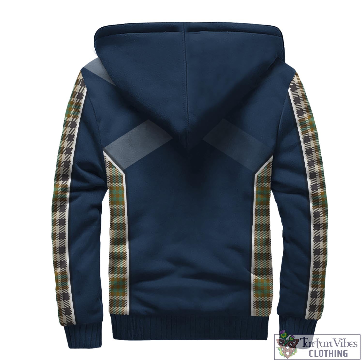 Tartan Vibes Clothing Burns Check Tartan Sherpa Hoodie with Family Crest and Scottish Thistle Vibes Sport Style