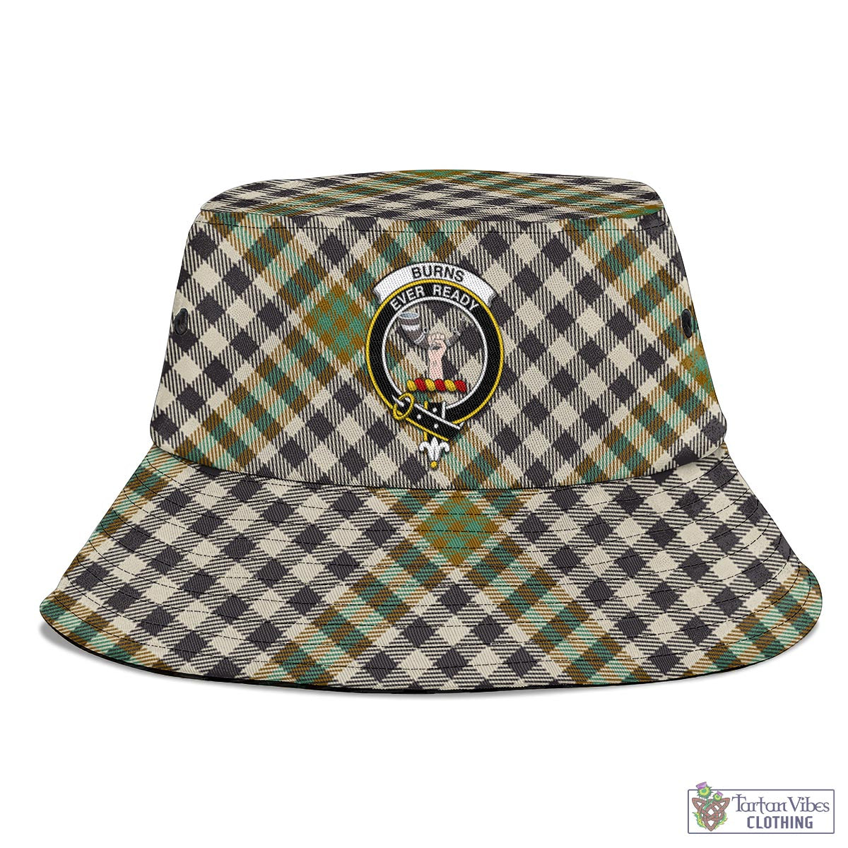 Tartan Vibes Clothing Burns Check Tartan Bucket Hat with Family Crest