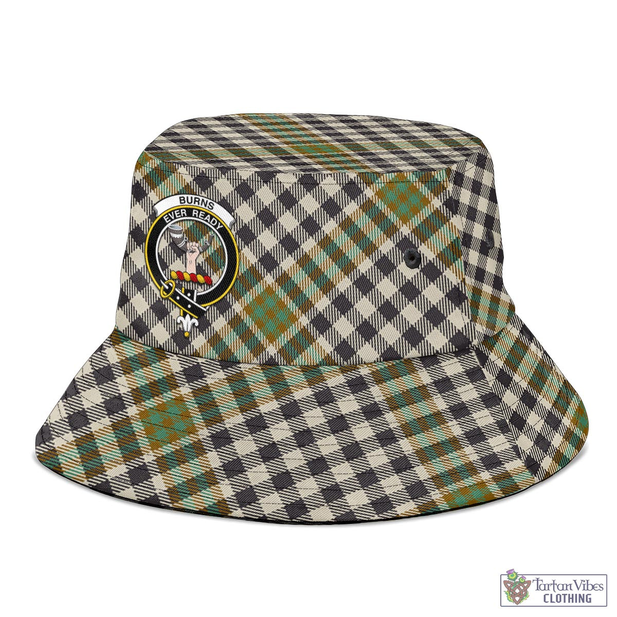 Tartan Vibes Clothing Burns Check Tartan Bucket Hat with Family Crest