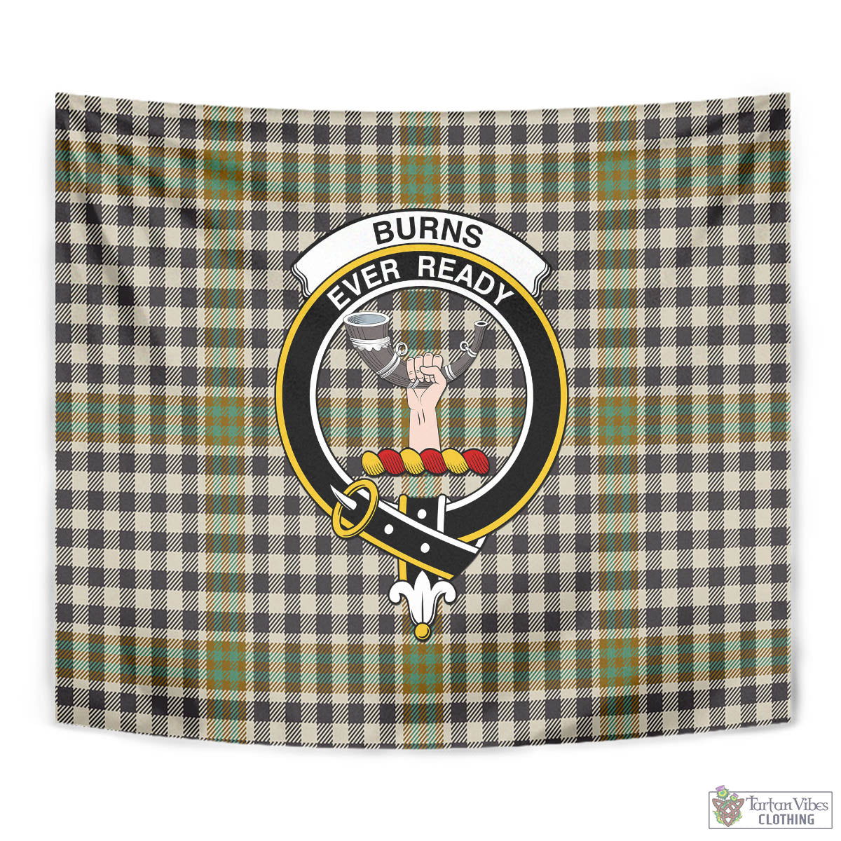 Tartan Vibes Clothing Burns Check Tartan Tapestry Wall Hanging and Home Decor for Room with Family Crest