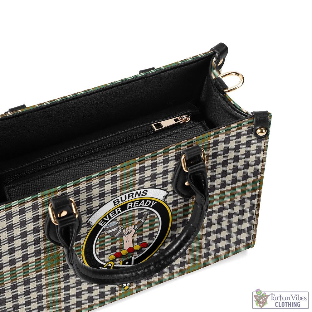 Tartan Vibes Clothing Burns Check Tartan Luxury Leather Handbags with Family Crest