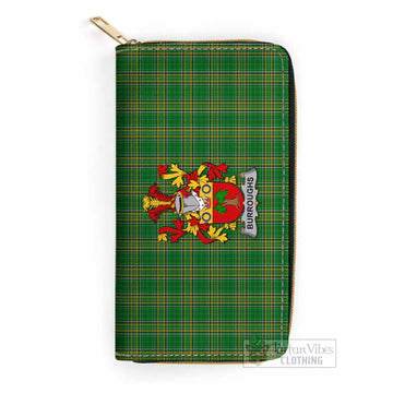 Burroughs Irish Clan Tartan Women's Leather Wallet with Coat of Arms One Size 19.7*10.5*3.5 cm - Tartan Vibes Clothing