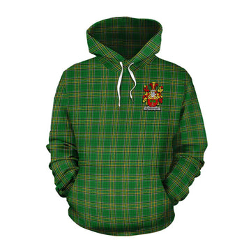 Burroughs Irish Clan Tartan Cotton Hoodie with Coat of Arms Pullover Hoodie XS - Tartan Vibes Clothing