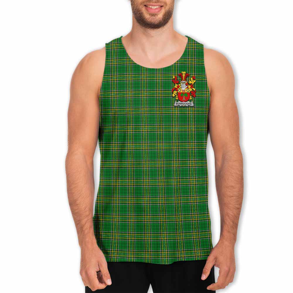 Tartan Vibes Clothing Burroughs Irish Clan Tartan Men's Tank Top with Coat of Arms