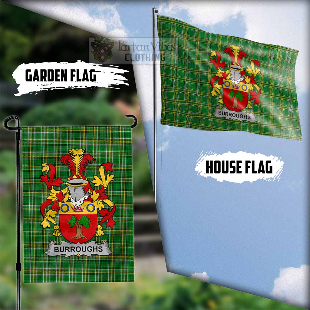 Tartan Vibes Clothing Burroughs Irish Clan Flag with Coat of Arms