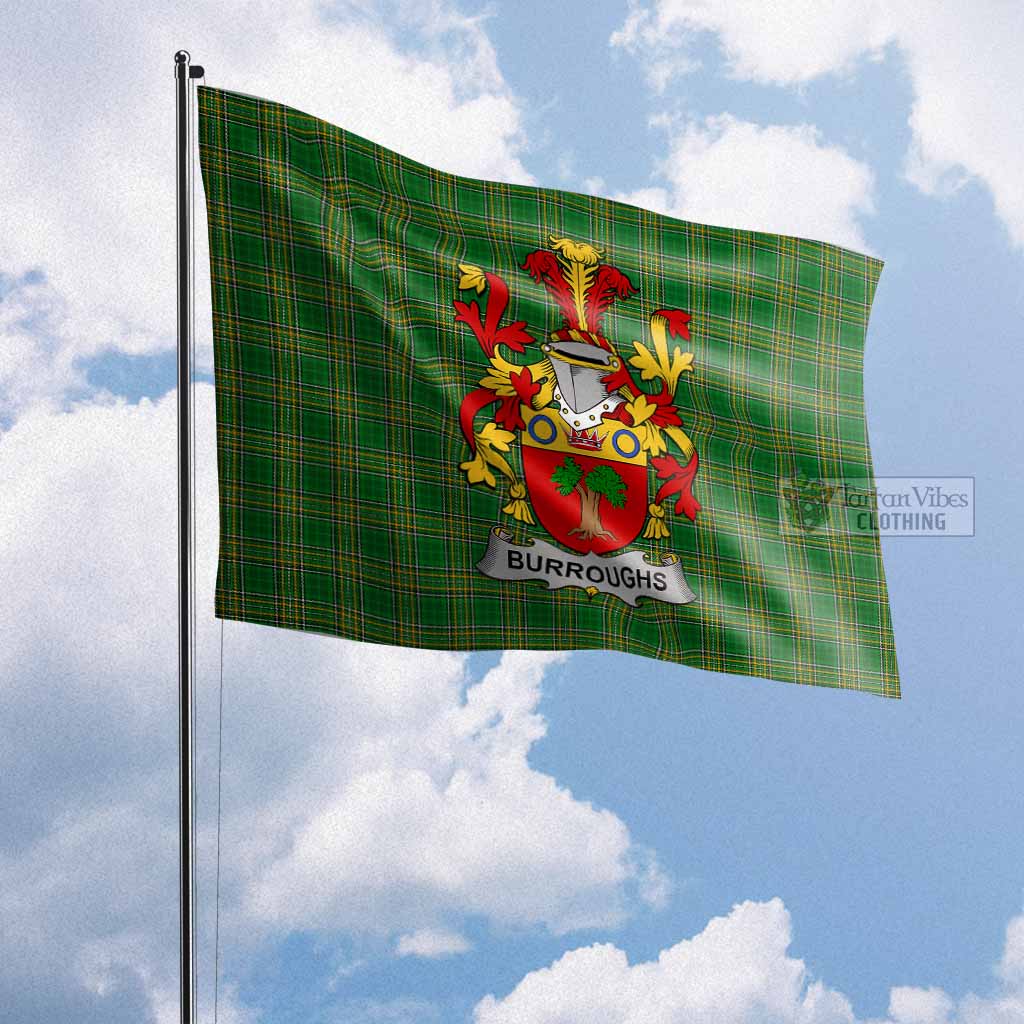 Tartan Vibes Clothing Burroughs Irish Clan Flag with Coat of Arms