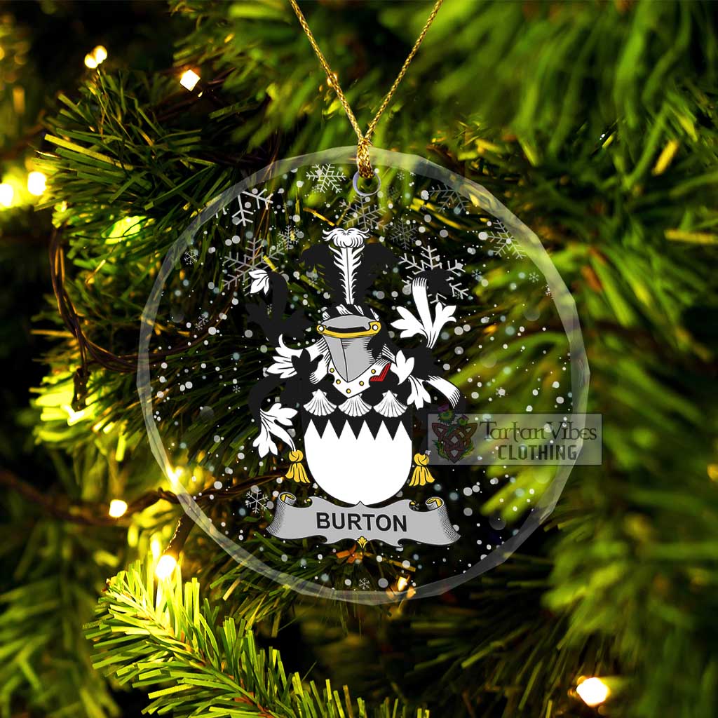 Tartan Vibes Clothing Burton Irish Clan Christmas Glass Ornament with Coat of Arms