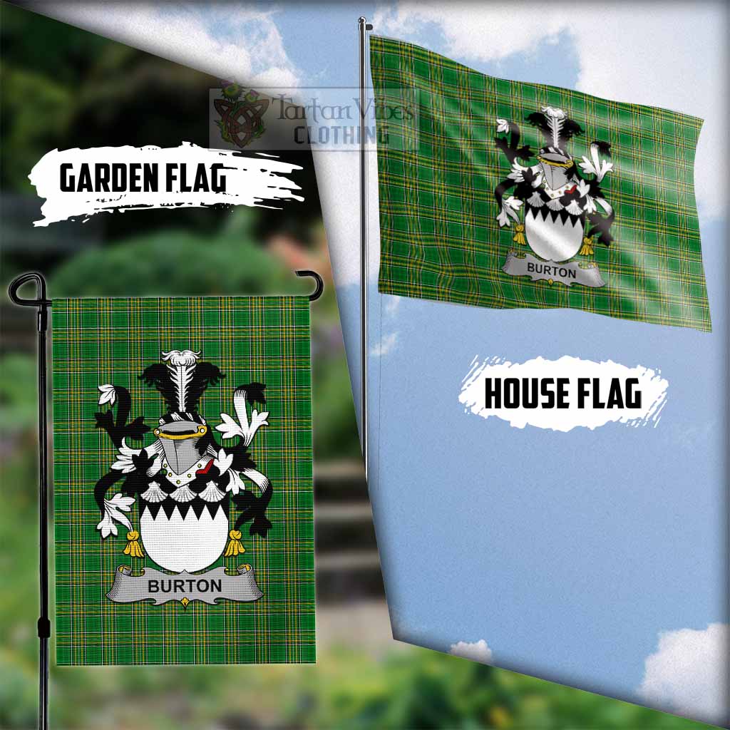 Tartan Vibes Clothing Burton Irish Clan Flag with Coat of Arms