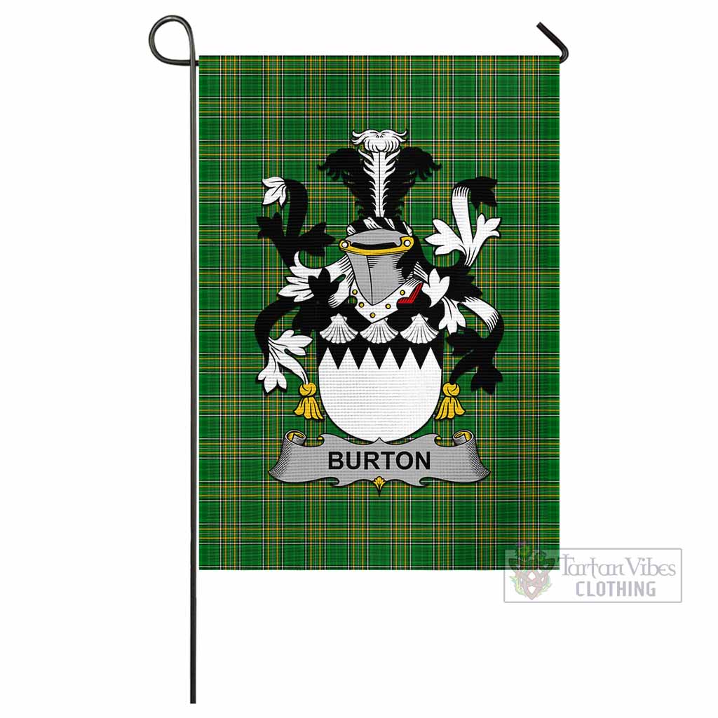 Tartan Vibes Clothing Burton Irish Clan Flag with Coat of Arms