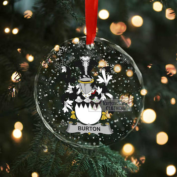 Burton Irish Clan Christmas Glass Ornament with Coat of Arms