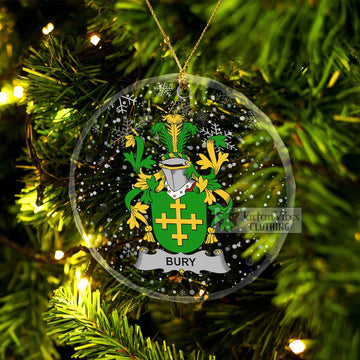 Bury Irish Clan Christmas Glass Ornament with Coat of Arms