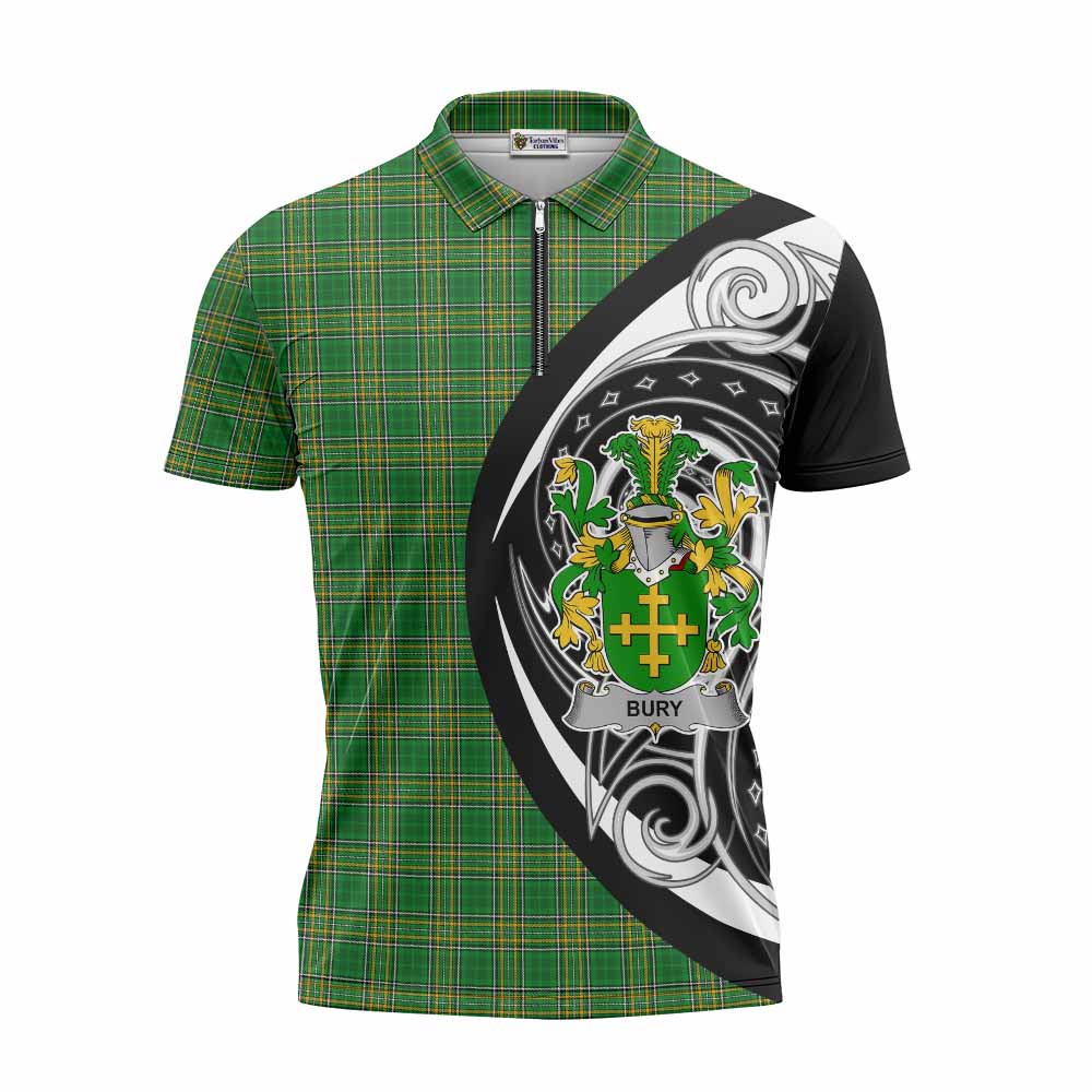 Bury Irish Clan Zipper Polo Shirt Celtic Circle Style Unisex - Tartan Vibes Clothing