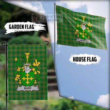 Bury Irish Clan Tartan Flag with Coat of Arms