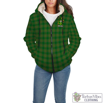 Bury Irish Clan Tartan Sherpa Hoodie with Coat of Arms