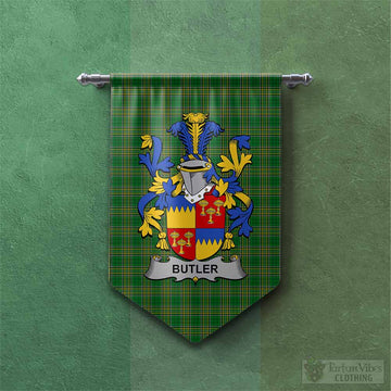 Butler Irish Clan Tartan Gonfalon, Tartan Banner with Coat of Arms Chevron - Tartan Vibes Clothing