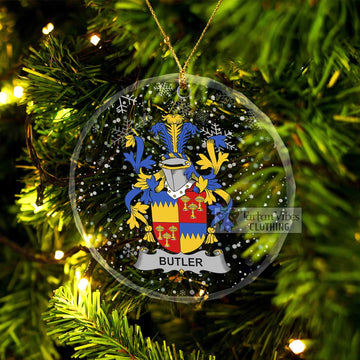 Butler Irish Clan Christmas Glass Ornament with Coat of Arms