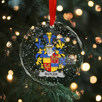 Butler Irish Clan Christmas Glass Ornament with Coat of Arms