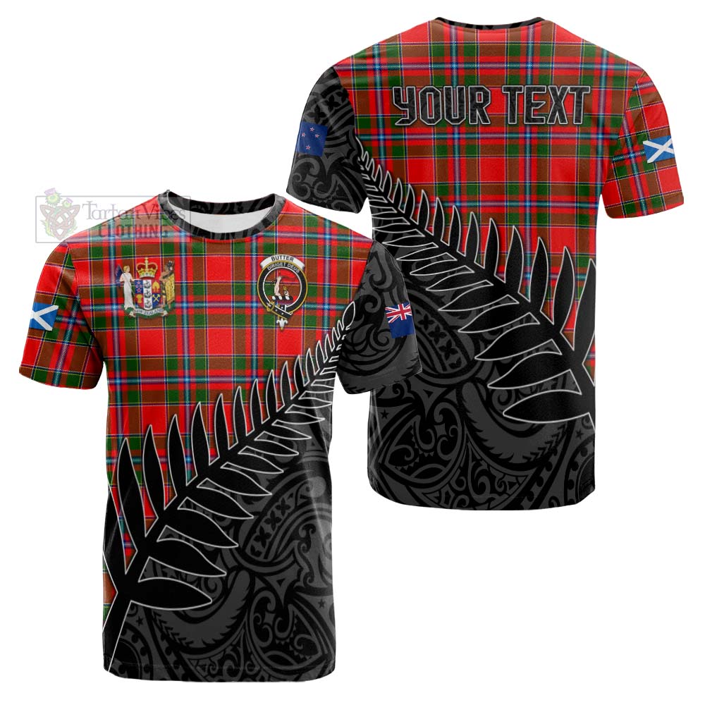 Tartan Vibes Clothing Butter Crest Tartan Cotton T-shirt with New Zealand Silver Fern Half Style