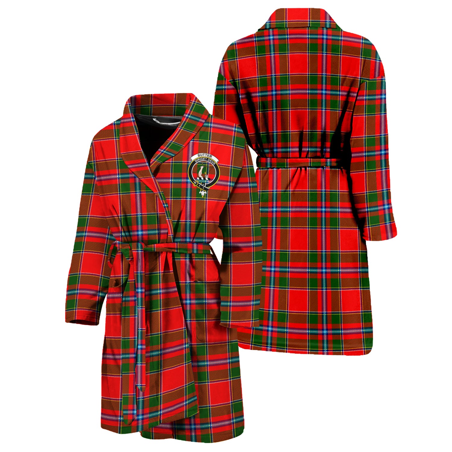 Butter Tartan Bathrobe with Family Crest Unisex S - Tartan Vibes Clothing