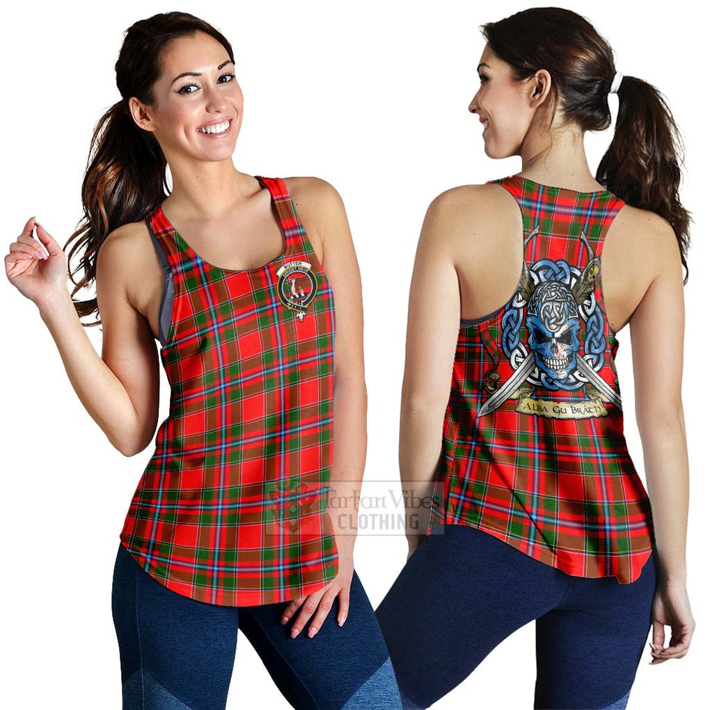 Tartan Vibes Clothing Butter Tartan Women's Racerback Tanks with Family Crest Celtic Skull Style