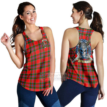 Butter Tartan Women's Racerback Tanks with Family Crest Celtic Skull Style