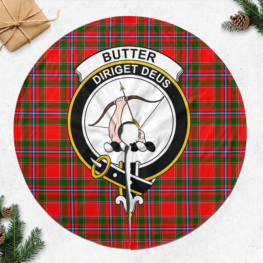 Butter Tartan Christmas Tree Skirt with Family Crest - Tartanvibesclothing