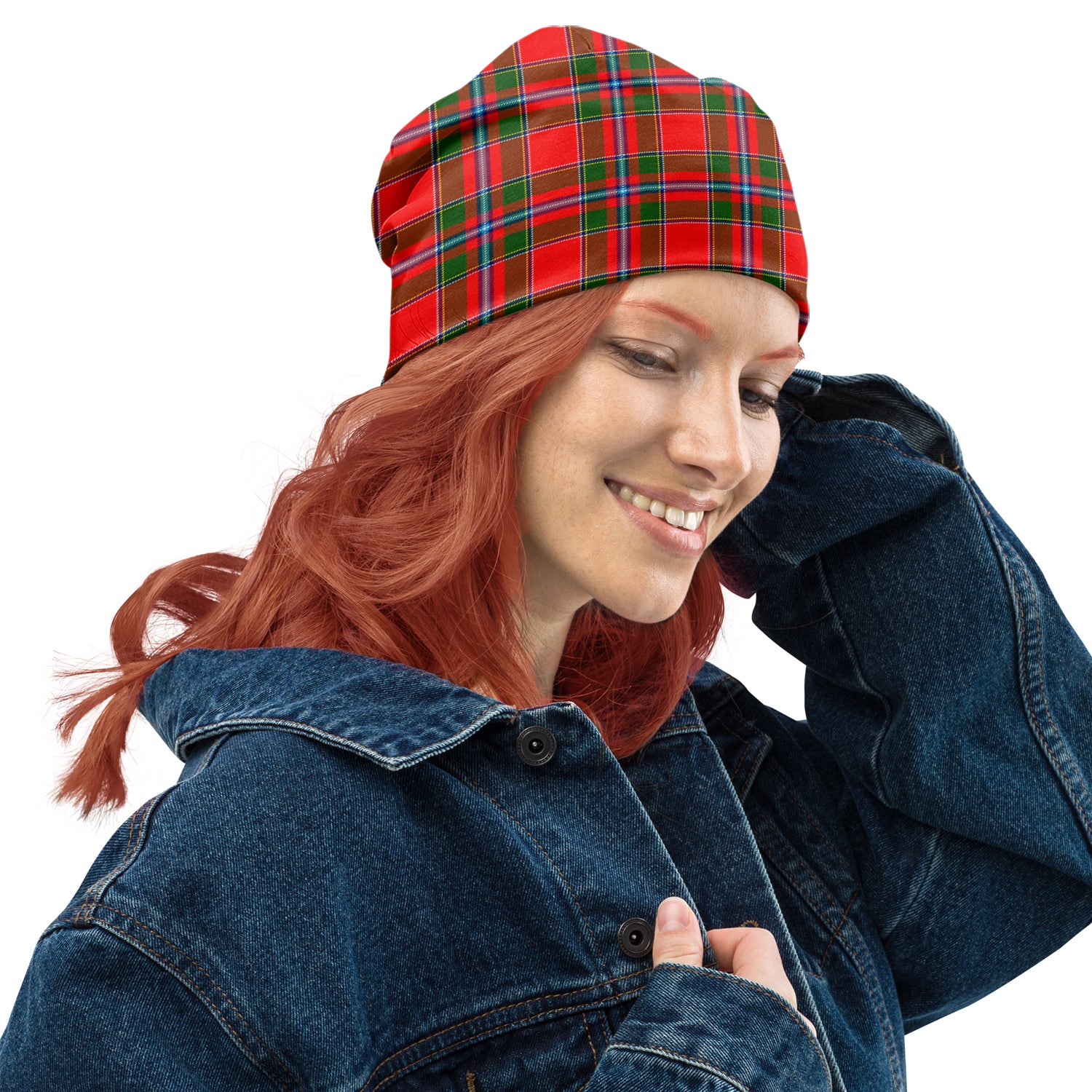 Butter Tartan Beanies Hat One Size 22 inches 15.5 inches