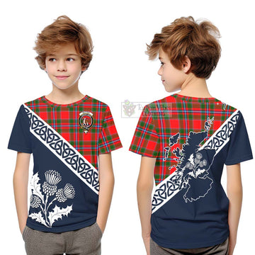 Butter Tartan Kid T-Shirt Featuring Thistle and Scotland Map Youth XL Size14 - Tartan Vibes Clothing