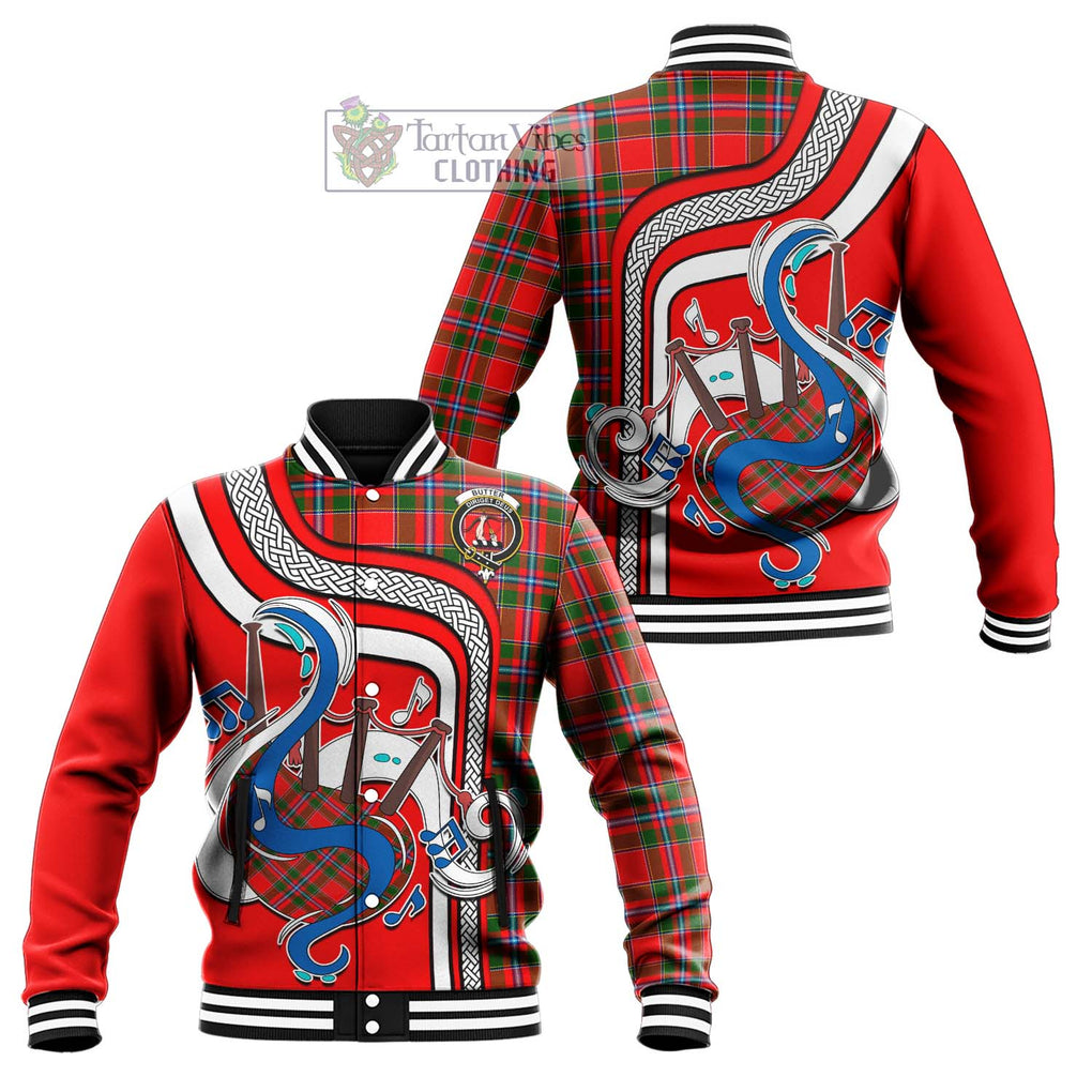 Tartan Vibes Clothing Butter Tartan Baseball Jacket with Epic Bagpipe Style