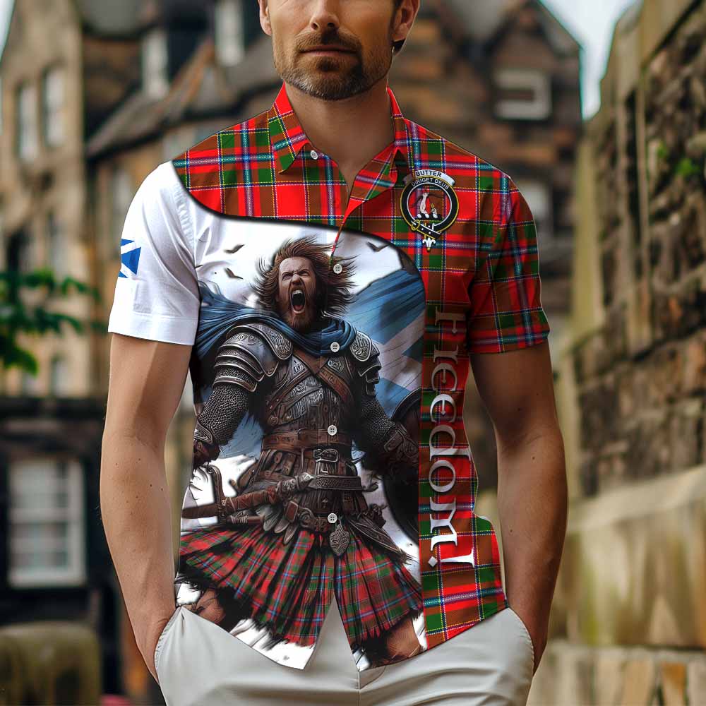 Tartan Vibes Clothing Butter Crest Tartan Short Sleeve Button Shirt Inspired by the Freedom of Scottish Warrior