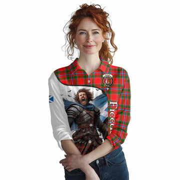 Butter Crest Tartan Women's Casual Shirt Inspired by the Freedom of Scottish Warrior