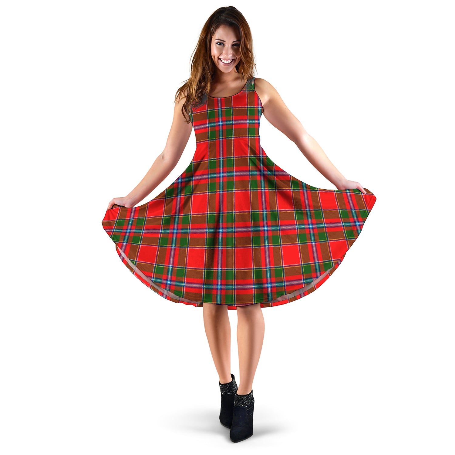 Butter Tartan Sleeveless Midi Womens Dress