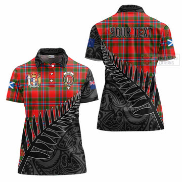 Butter Crest Tartan Women's Polo Shirt with New Zealand Silver Fern Half Style