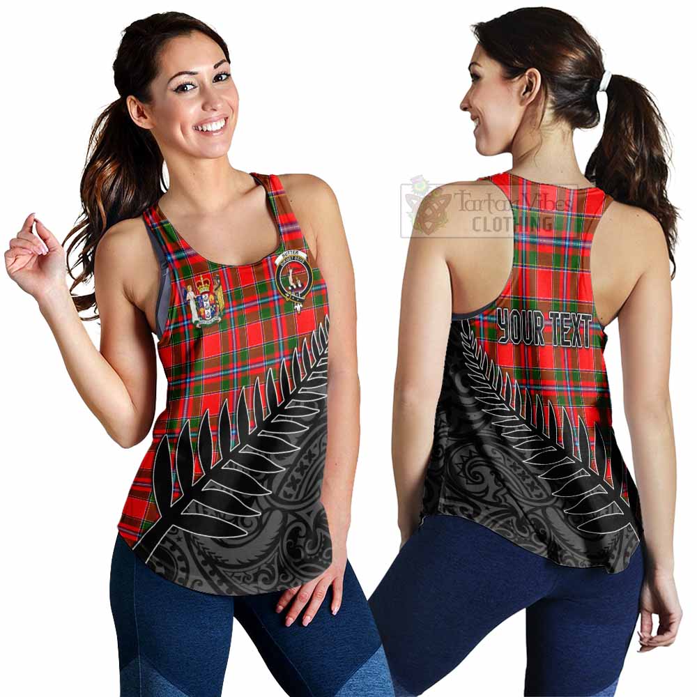 Tartan Vibes Clothing Butter Crest Tartan Women's Racerback Tanks with New Zealand Silver Fern Half Style