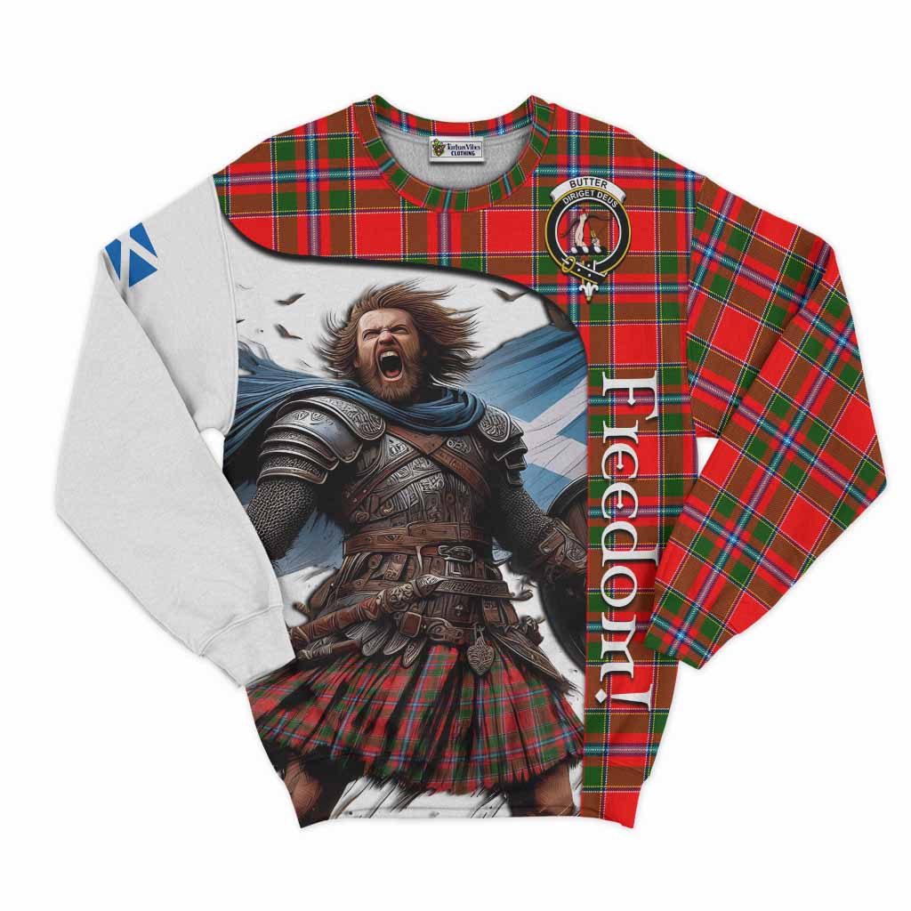 Tartan Vibes Clothing Butter Crest Tartan Sweatshirt Inspired by the Freedom of Scottish Warrior