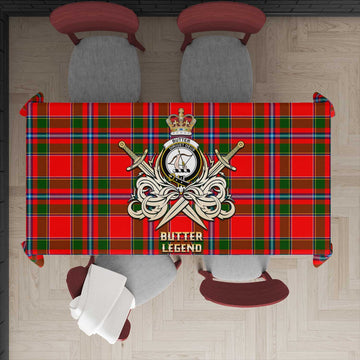 Butter Tartan Tablecloth with Clan Crest and the Golden Sword of Courageous Legacy - Tartan Vibes Clothing